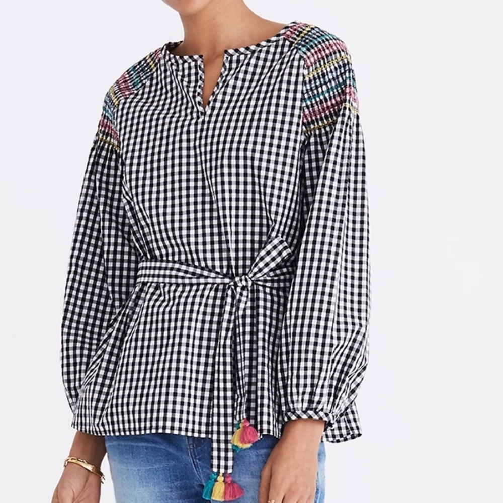Madewell Black & White Gingham Top